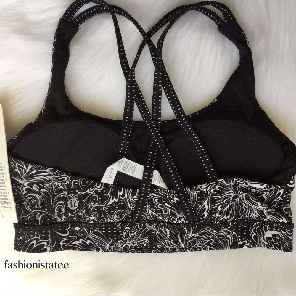 NWT lululemon energy bra infinity black white - Picture 3 of 4
